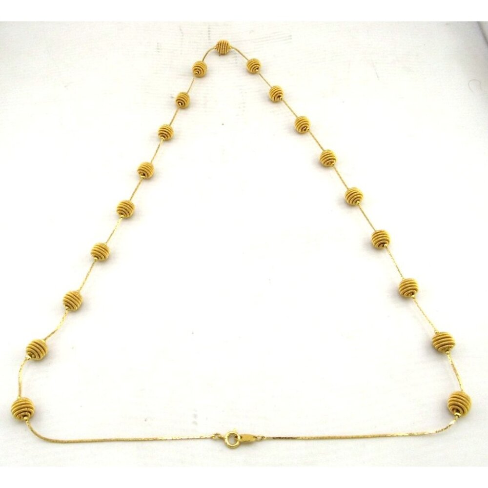 Trifari Vintage Stamped Signed Gold Tone Wrap Ball Bead Women's Jewelry Necklace